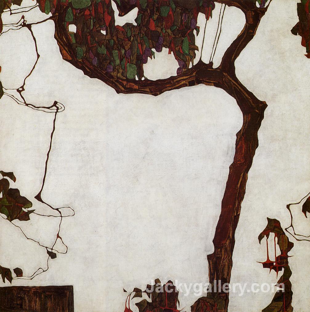 Autumn Tree with Fuchsias by Egon Schiele paintings reproduction